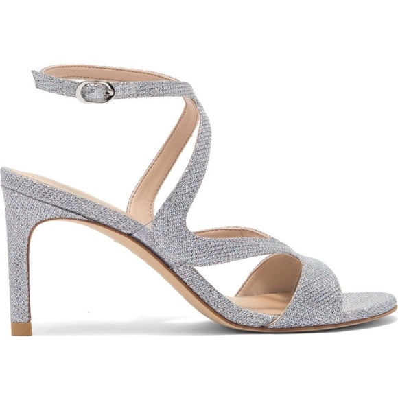 Stuart Weitzman Mariposa 80 Open Toe Sandals Metallic Silver Size 10 - Picture 2 of 7